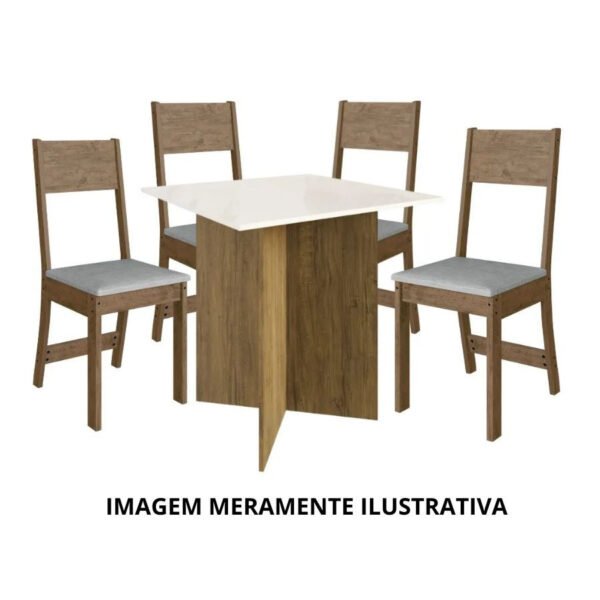 Conjunto de Mesa de Jantar 4 Cadeiras Tampo Vidro 120 x 80 cm - Doripel - Image 2