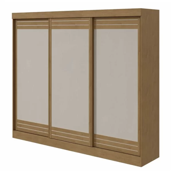 Guarda Roupa Nice 2 Gavetas 3 Portas com Espelho Lopas Amendoa Clean/off White Amendoa Clean/Off White - Image 3