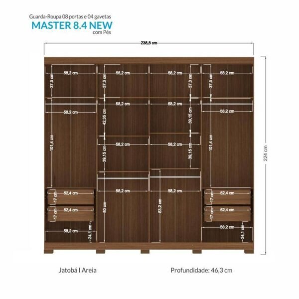 Guarda Roupa Casal Master New 8.4 8 Portas com Pés - Santos Andirá - Image 3