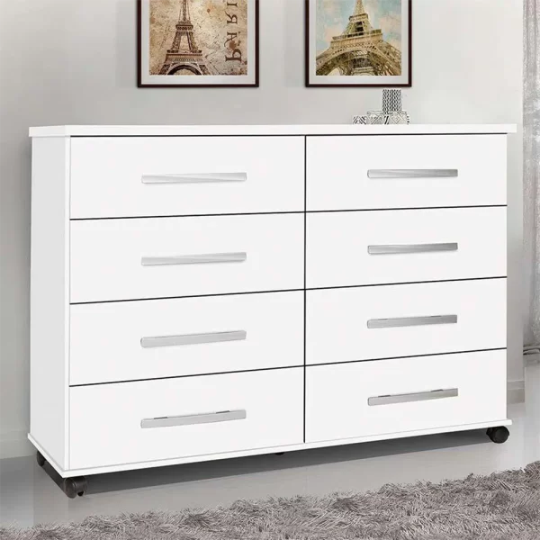 Comoda 8 Gavetas Jade Branca