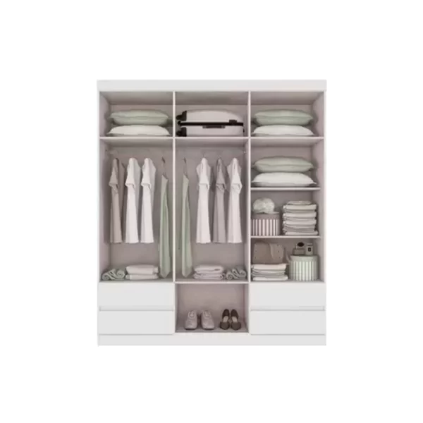 Guarda-Roupa Casal Zeus 6 portas 4 gavetas Com Espelho Branco - Image 2