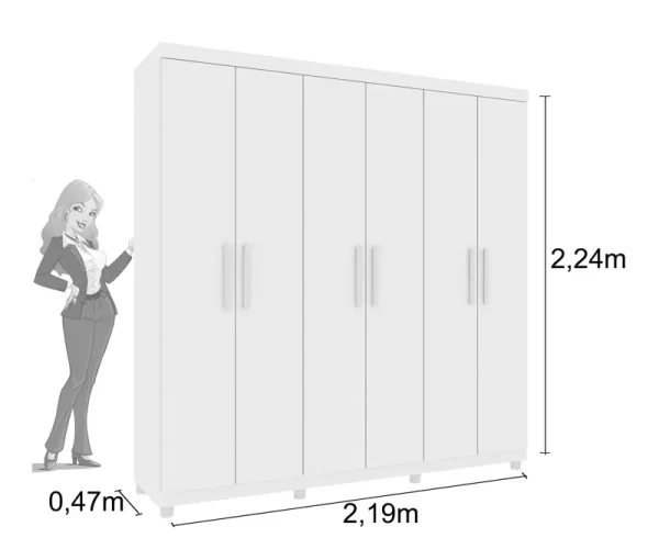 Guarda-roupa Casal 6 Portas Olimpo Neve - Tcil - Image 2
