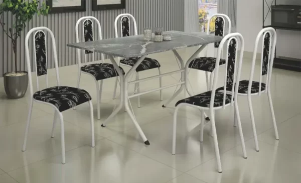 Conjunto de mesa TEIXEIRA CONJ CABO FRIO 6 CAD LISBOA BRANCA 140X75