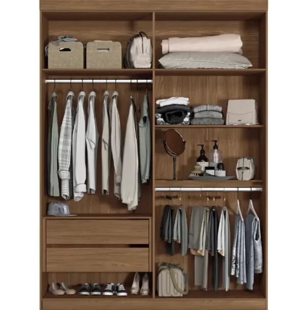 Guarda-Roupa Buriti Jatobá 4 Portas 2 Gavetas Cabideiro e Pés - Santos Andirá - Image 2