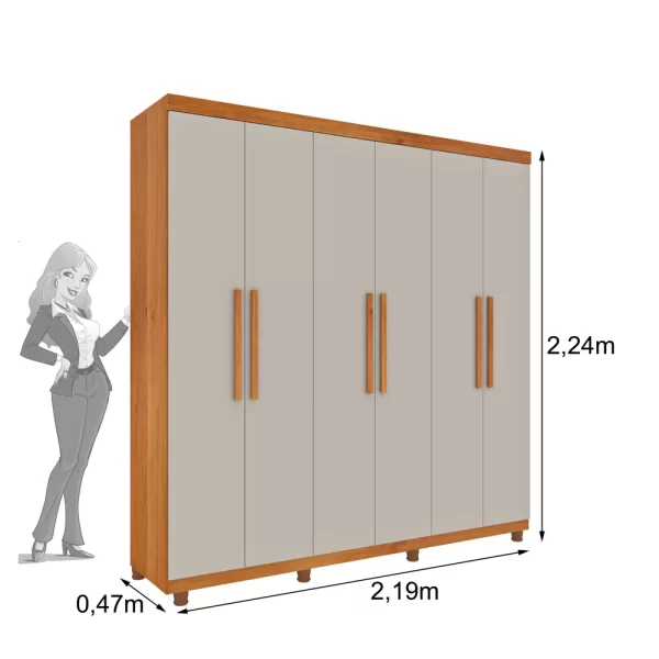 Guarda Roupa Casal 6 Portas 4 Gavetas - Suécia-Cinamomo/Off White - Tcil Móveis - Image 2