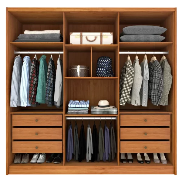 Guarda Roupa Fortuna Casal 6 Portas 6 Gavetas Tcil Cor Cinamomo Off White - Image 2