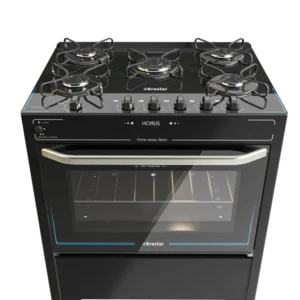 Fogão Braslar 5 Bocas Mesa de Vidro Horus Black com Acendimento