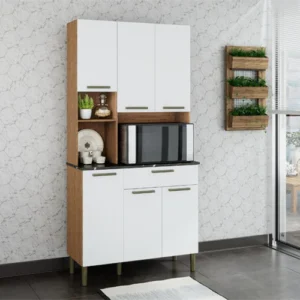 Kit Tannat 6 Portas e 1 Gaveta Castanho/Branco