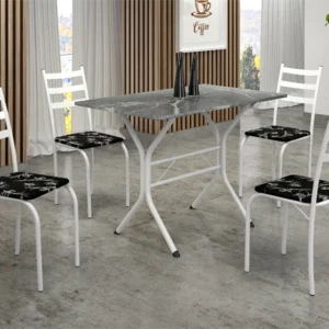 Conjunto de mesa TEIXEIRA BASE CABO FRIO C/4 CAD MARABA 100X60 BRANCA