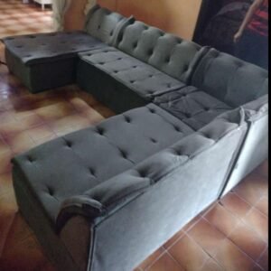 Sofá de Canto Malu com Chaise Fenix 4 Módulos Grafite