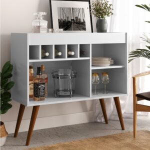 Aparador para Sala com Adega EJ Móveis New Odin Off White/Freijó