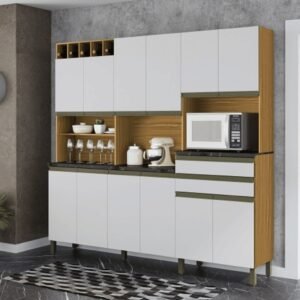 Armário de Cozinha Kit 12 Portas 2 Gavetas 100% MDF Ronipa Móveis Malbec
