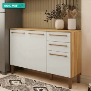 Balcão de Cozinha Carménère 3 Portas e 2 Gavetas c/ Tampo 120cm