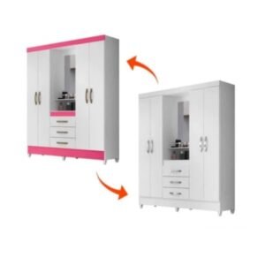 Guarda Roupa Solteiro 4 Portas 3 Gavetas NT5015 Notável Móveis -