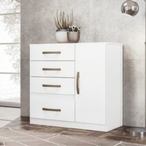 Cômoda para Quarto Com 4 Gavetas 1 Porta Moval