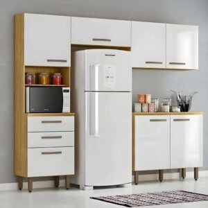 Cozinha Compacta com Balcão MX Móveis Lana Marrocos/Branco