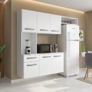 Armário de Cozinha Completa Suspenso com Balcão 6 Portas 1 Gaveta Belíssima