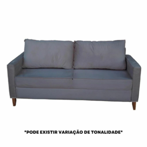 Sofá Chanel 3 Lugares com pés em Madeira de Eucalipto, Grafite - Malu Estofados