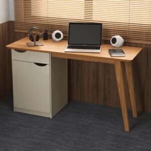 Escrivaninha 1 Gaveta 1 Porta Patrimar Prism Off White/Cinamomo