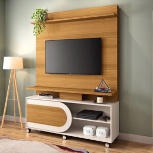 Estante Home TV 55 Polegadas HB Móveis Orbis Cinamomo/Off White