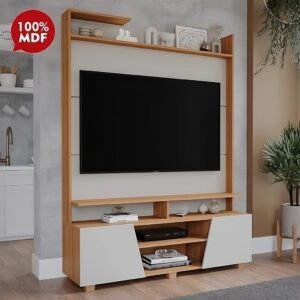 Estante Home TV 55 Polegadas Permobili Master Off White/Nature