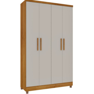 Guarda-Roupa Amsterdam Casal 133x217cm 4 Portas de Abrir Cinamomo/Off White - Tcil