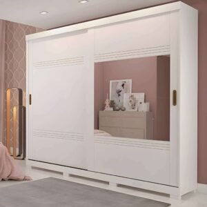 Guarda-Roupa Casal Com Espelho 2 Portas de Correr em MDF Panan Móveis Blumenau