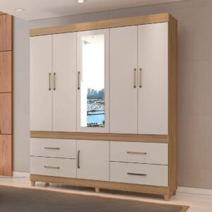 Guarda Roupa Casal Com Espelho 6 Portas Demobile Guaruja