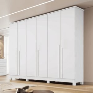 Guarda-Roupa Casal 100% MDF 6 Portas Bianca com Pés - Naturall/Off White - Bianchi