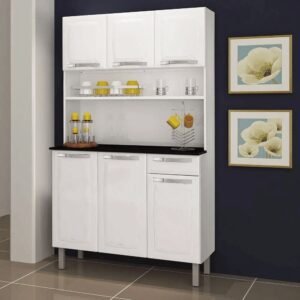 Kit Cozinha Itatiaia Rose 6 Portas 1 Gaveta Branco – Modelo I3G1-105