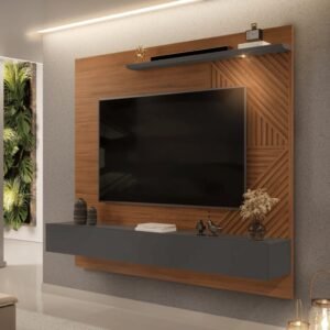 Painel para TV 65 Polegadas Arezzo Carvalho Nobre/Griz - DJ Móveis