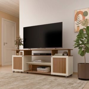 Rack Artely Ipanema para TV 75, MDF/MDP, Cinamomo e Off White
