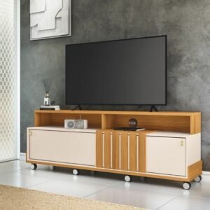 Rack para Sala TV 70 Polegadas HB Móveis Graci 1.8 Cinamomo/Off White