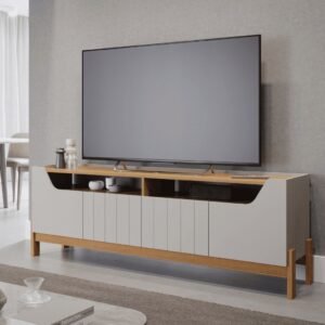 Rack para Sala TV até 65 Polegadas Moema em MDF Off White/ Nature - Permobili