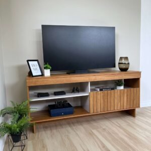 Rack para TV City 1 Porta Basculante Artely Cinamomo/Off White