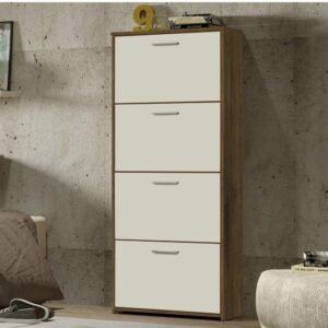 Sapateira Carol 4 Portas Basculantes - Jequitibá/Off White - J&A Móveis