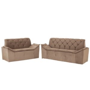 Sofá 3 e 2 Lugares Avela Castor - Malu Estofados